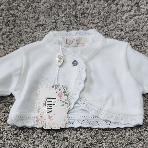 Elegant White Baby Cardigan - Picture 1 of 5
